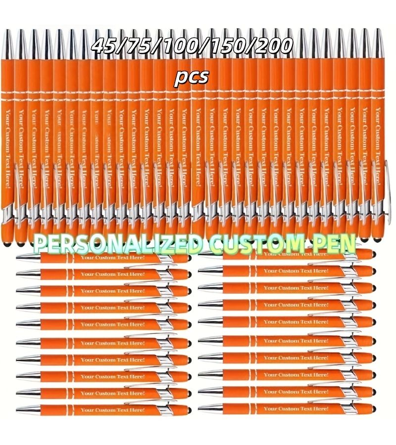 75pcs Red Custom Engraved Metal Ballpoint Pens for Business Gifts - Image 1
