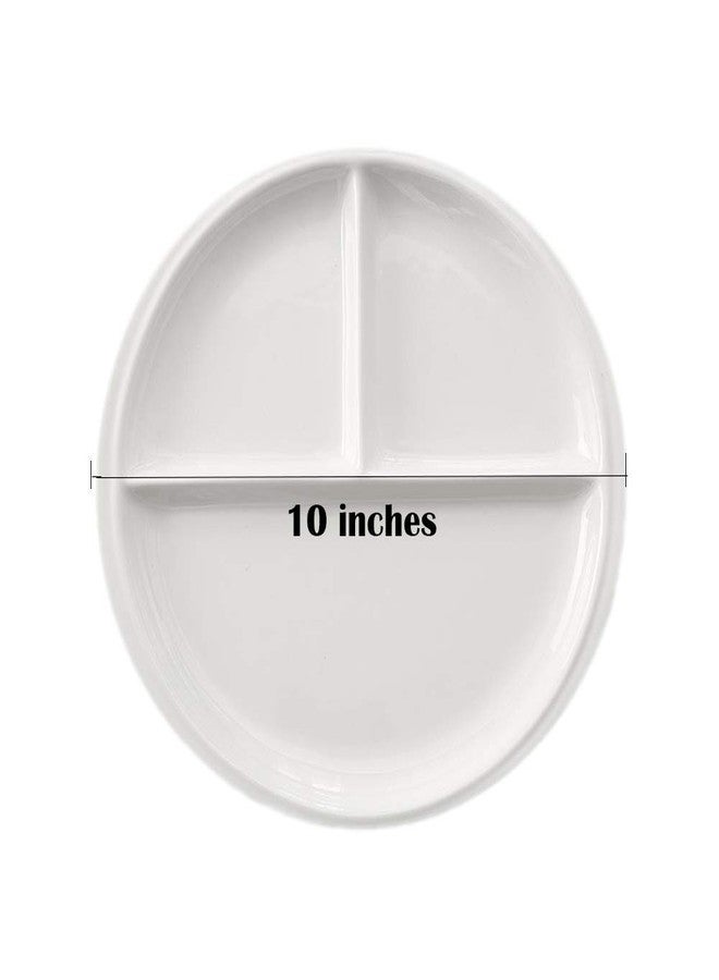 FLYING BALLOON 4 pcs Elegant Round Shaped Ceramic Divided Plate Dinner Plates Luncheon Plates Salad Plates Dishes for Kitchen - Image 2