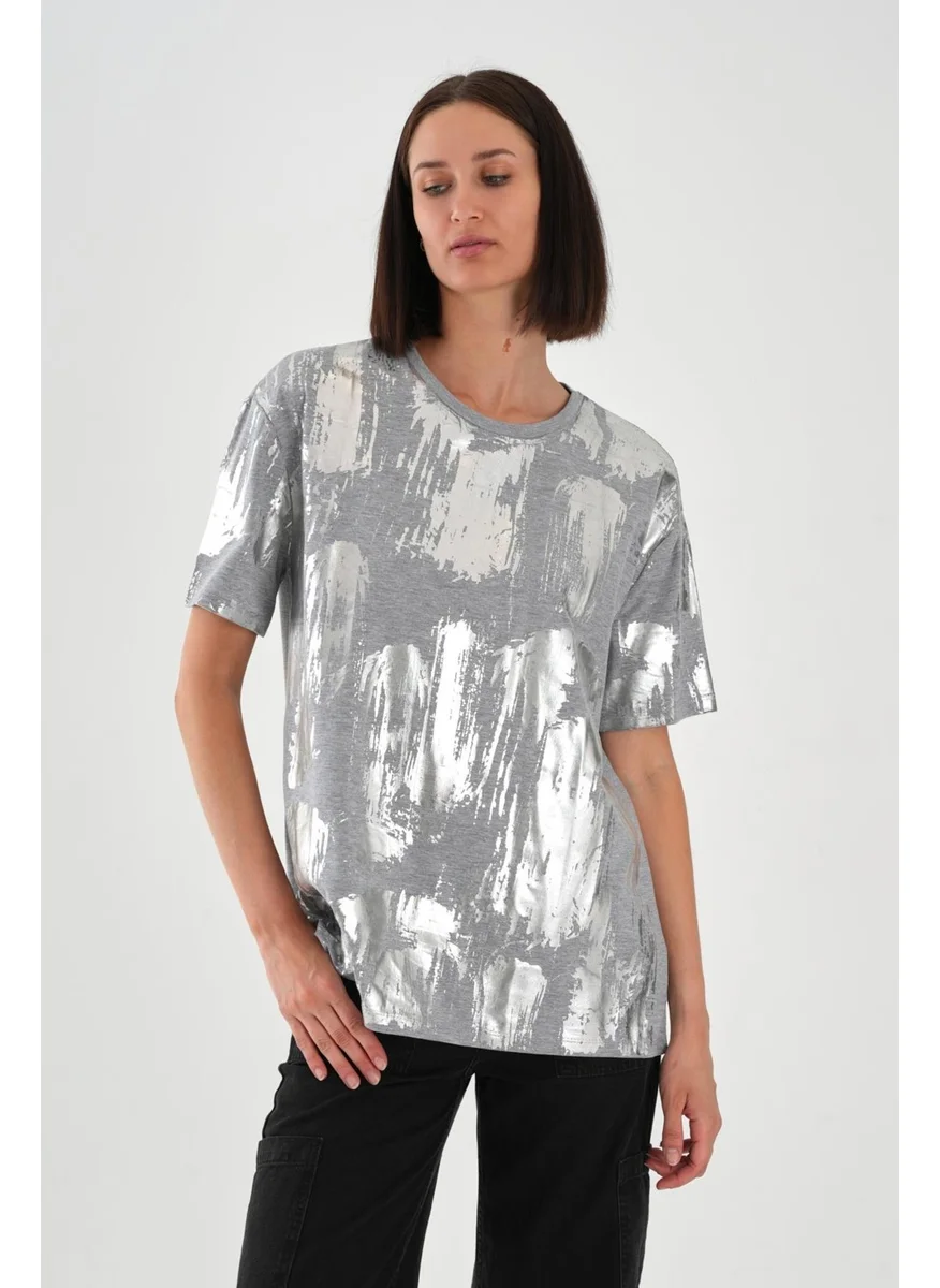 Alexander Gardi Alexandergardi Shiny Printed Crew Neck Women's T-Shirt
