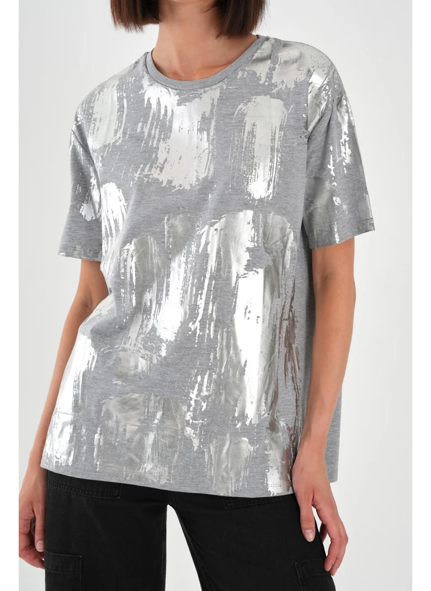 Alexander Gardi Alexandergardi Shiny Printed Crew Neck Women's T-Shirt