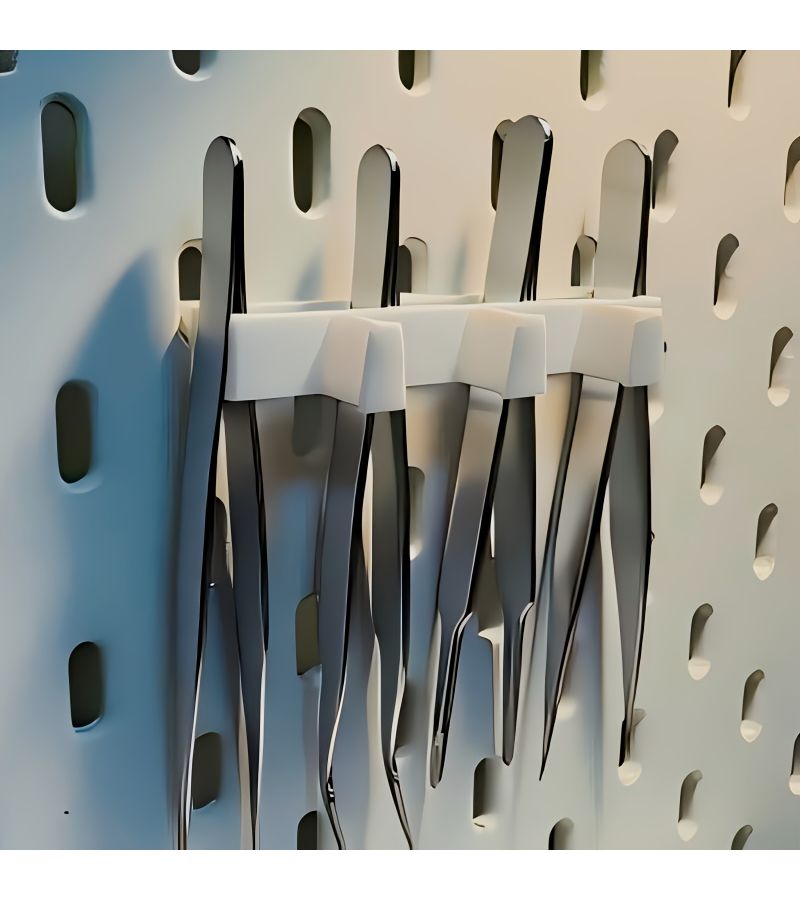 White 3pcs Double Layer Tweezers Holder Organizer Pegboard Compatible Rack - Image 1