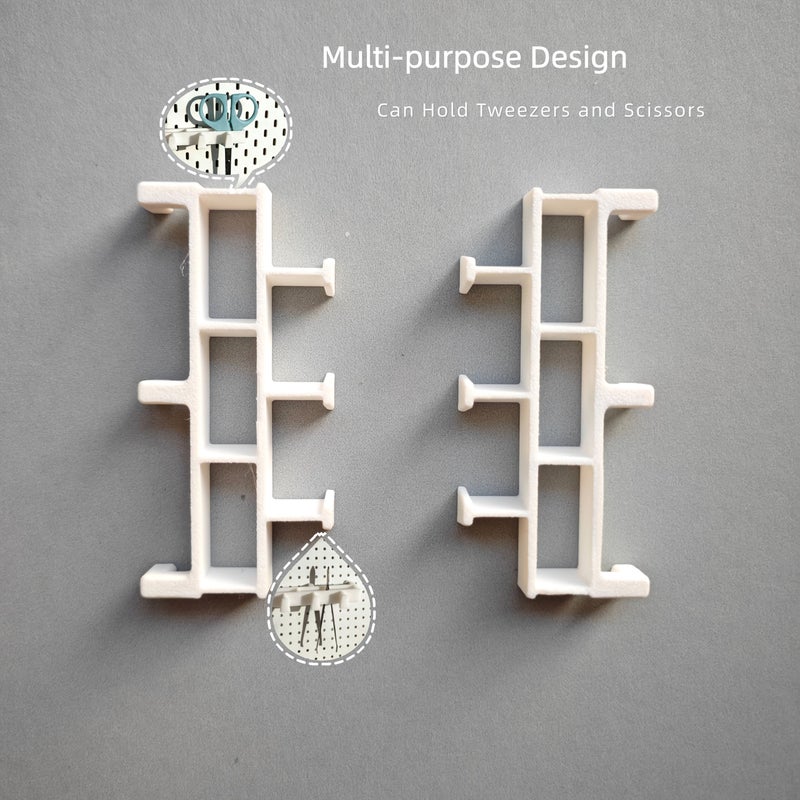 White 3pcs Double Layer Tweezers Holder Organizer Pegboard Compatible Rack - Image 5