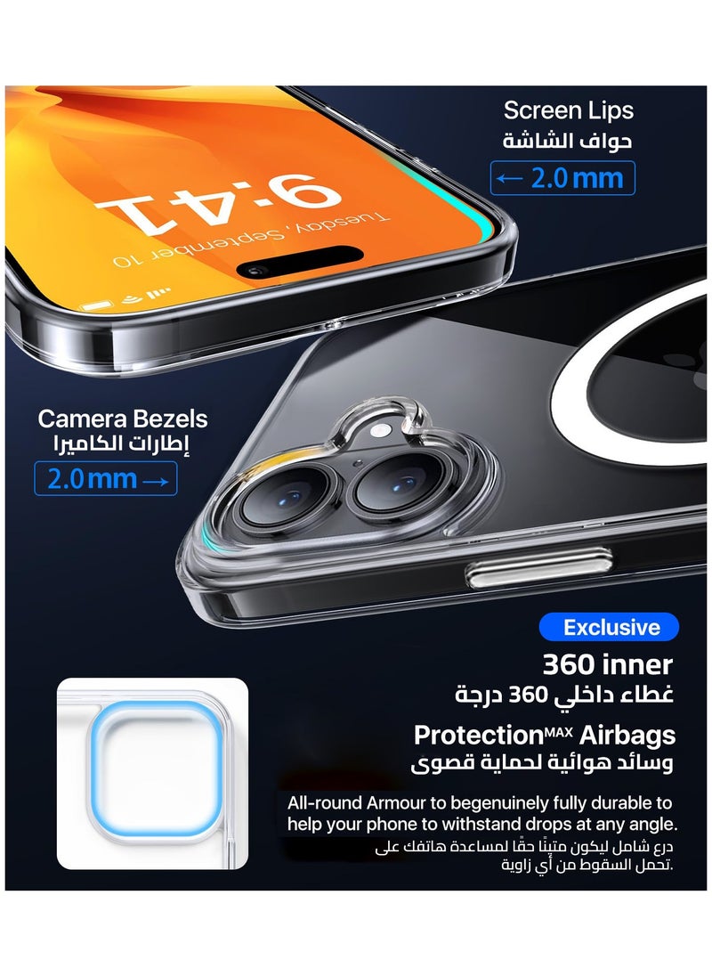 Eligo - iPhone 16 Magnetic Case, Compatible with MagSafe,【Anti-Yellowing】Crystal Clear Shockproof Protection Back Cover, Ultra Slim Strong Magnet Phone Shell Case for Apple 16 (2024) - Image 1