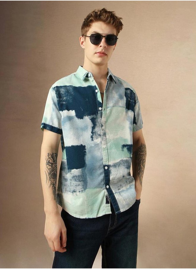 Dennis Lingo Printed Spread Collar Short Sleeves Shirt  - Image 4