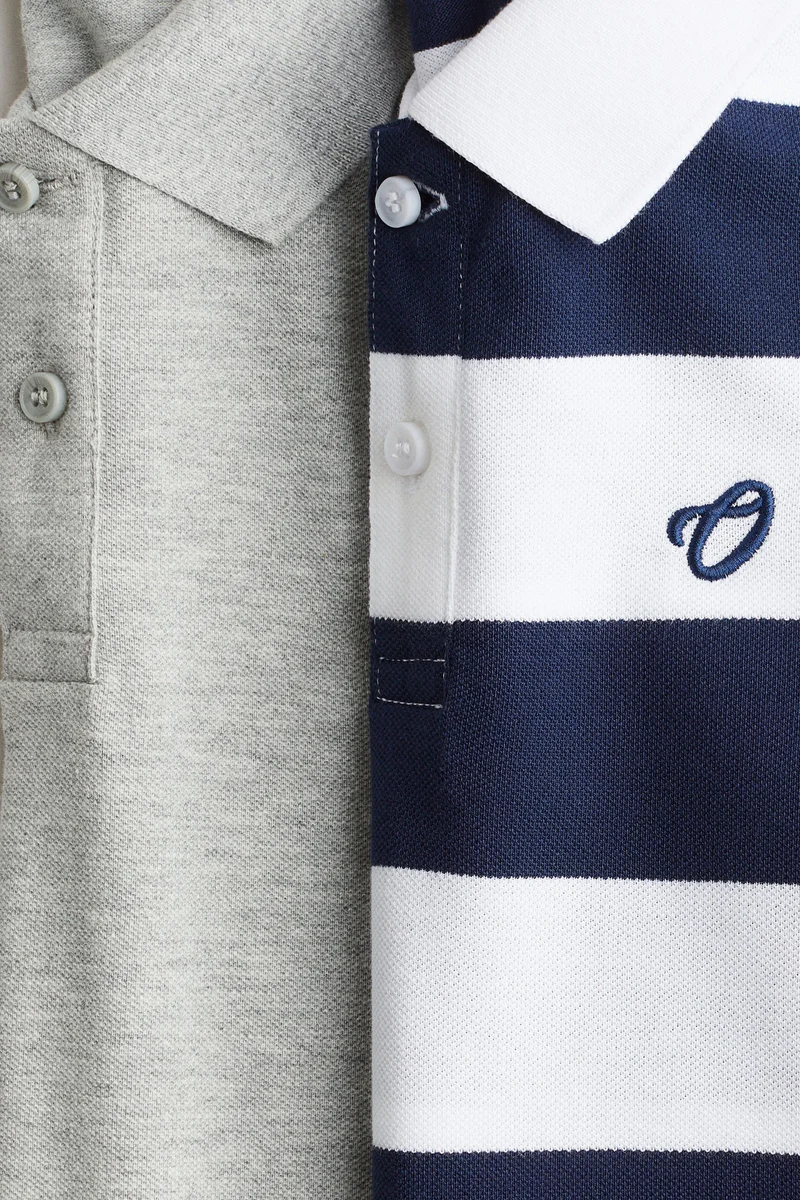 اتش اند ام تي-شيرت بولو من القطن - عبوة من قطعتين