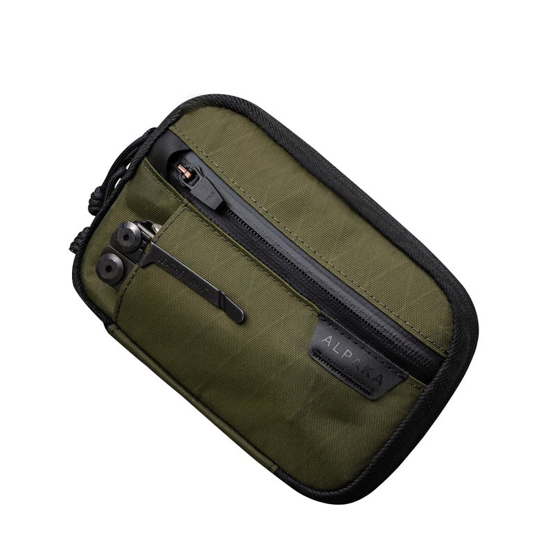 ALPAKA Admin Pouch Pro EDC Organizer - Small Tool Pouch with Smooth Zipper, Weatherproof X-Pac Fabric, Electronics Storage for Travel - Olive Green X-Pac X42 Material - Image 1