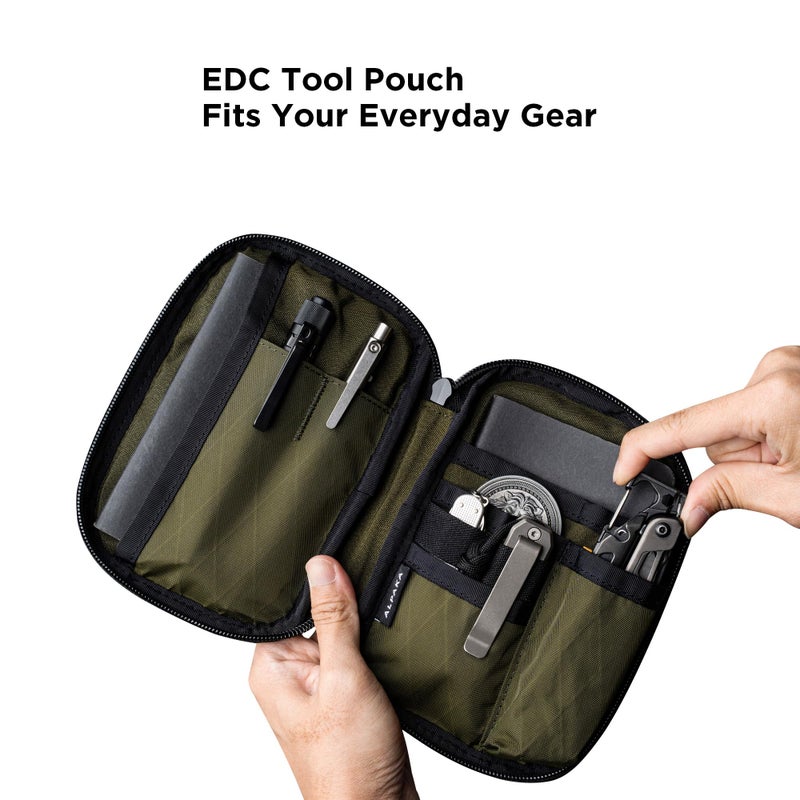 ALPAKA Admin Pouch Pro EDC Organizer - Small Tool Pouch with Smooth Zipper, Weatherproof X-Pac Fabric, Electronics Storage for Travel - Olive Green X-Pac X42 Material - Image 2
