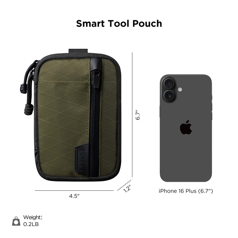 ALPAKA Admin Pouch Pro EDC Organizer - Small Tool Pouch with Smooth Zipper, Weatherproof X-Pac Fabric, Electronics Storage for Travel - Olive Green X-Pac X42 Material - Image 4
