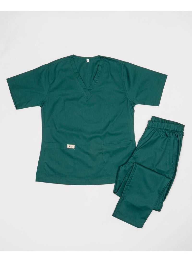 Nanny Tag V-Neck Scrub Suit | Premium Stretchable Medical Uniform with Utility Pockets - Image 1