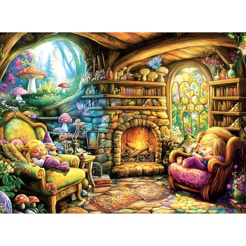 MINIWAN Elf Mushroom House 1000 Piece Puzzle for Adults Fun Puzzles for Adults 1000 Pieces with HD Print Poster 275 X 197 Dust Free for Gifts Birthday Holiday Party Family Games Lovers - Image 1