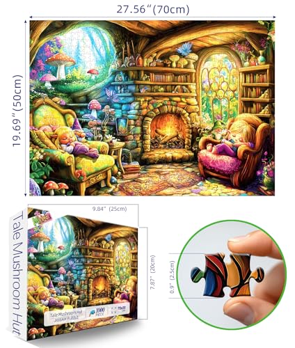 MINIWAN Elf Mushroom House 1000 Piece Puzzle for Adults Fun Puzzles for Adults 1000 Pieces with HD Print Poster 275 X 197 Dust Free for Gifts Birthday Holiday Party Family Games Lovers - Image 5