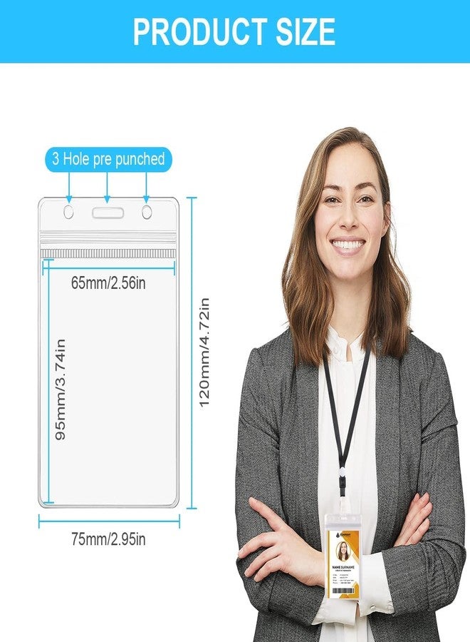 حامل بطاقة هوية شفاف من البلاستيك اللامع من شاينينج زون، بتصميم عمودي مع سحاب إغلاق | مقاوم للماء وذو سماكة إضافية للمكاتب والمدارس والكليات (عبوة عمودية من 10 قطع) - Image 2