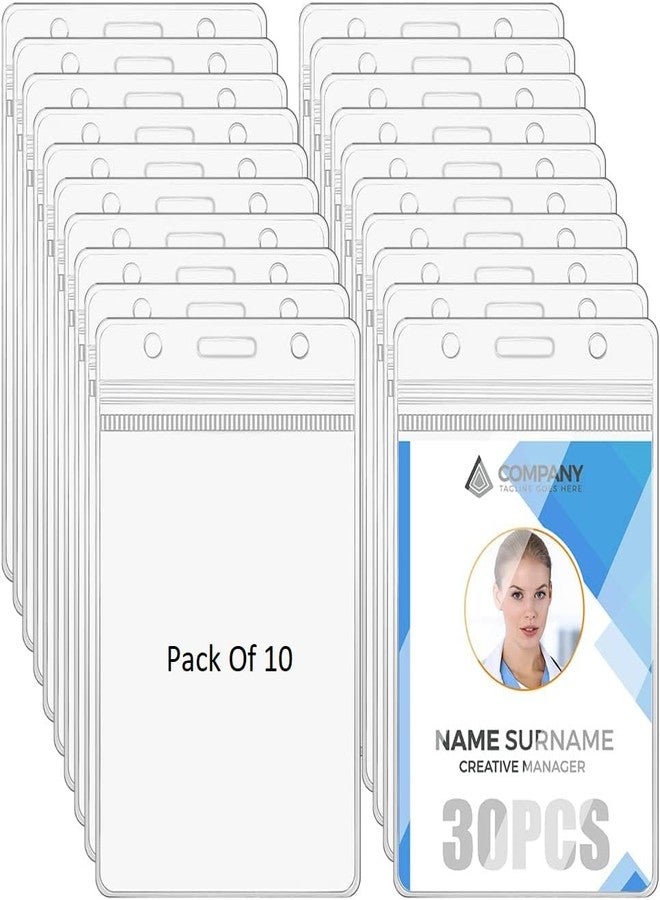 حامل بطاقة هوية شفاف من البلاستيك اللامع من شاينينج زون، بتصميم عمودي مع سحاب إغلاق | مقاوم للماء وذو سماكة إضافية للمكاتب والمدارس والكليات (عبوة عمودية من 10 قطع) - Image 1