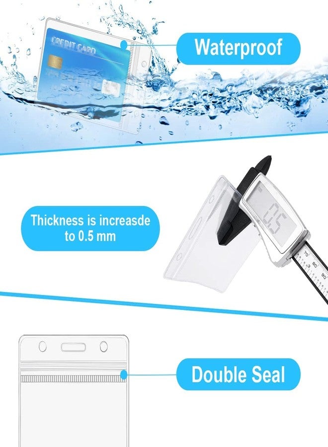 حامل بطاقة هوية شفاف من البلاستيك اللامع من شاينينج زون، بتصميم عمودي مع سحاب إغلاق | مقاوم للماء وذو سماكة إضافية للمكاتب والمدارس والكليات (عبوة عمودية من 10 قطع) - Image 3