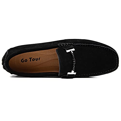 Go Tour جو تور نيو منس كاجوال لوفيرز موكاسين سليب أون درايفينج شوز بلاك 10/44 - Image 4