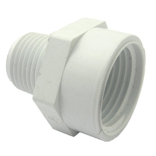 LASCO محول خرطوم LASCO 15-1635 من PVC مع خيط خرطوم أنثوي 3/4 بوصة وخيط أنبوب ذكري 1/2 بوصة، أبيض - Image 1