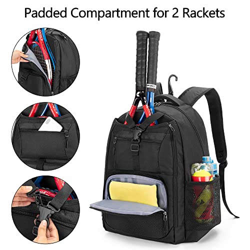 DSLEAF Tennis Bag for Men/Women to Hold 2 Rackets, Tennis Backpack with Separate Shoe Space for Tennis Sport - Image 2