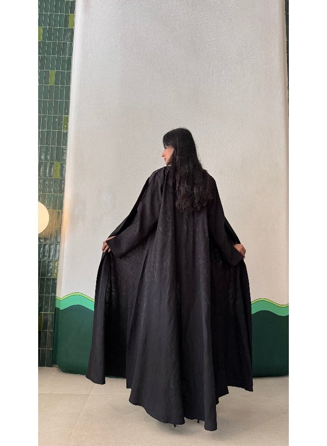 آية MWT337 عباية سودا كريب جاكار - Image 2