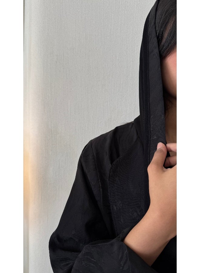 آية MWT337 عباية سودا كريب جاكار - Image 4