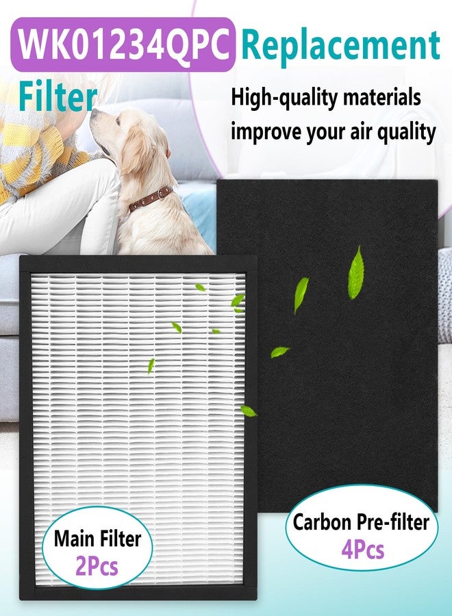 Acyoyava 2 Sets WK01234QPC Replacement Filter | Compatible with Oreck WK10002QPC /Airvantage Plus Pet WK10052QPC | 2-pack H13 HEPA and 4-pack Carbon Pre-Filter for Oreck Air Purifier - Image 2