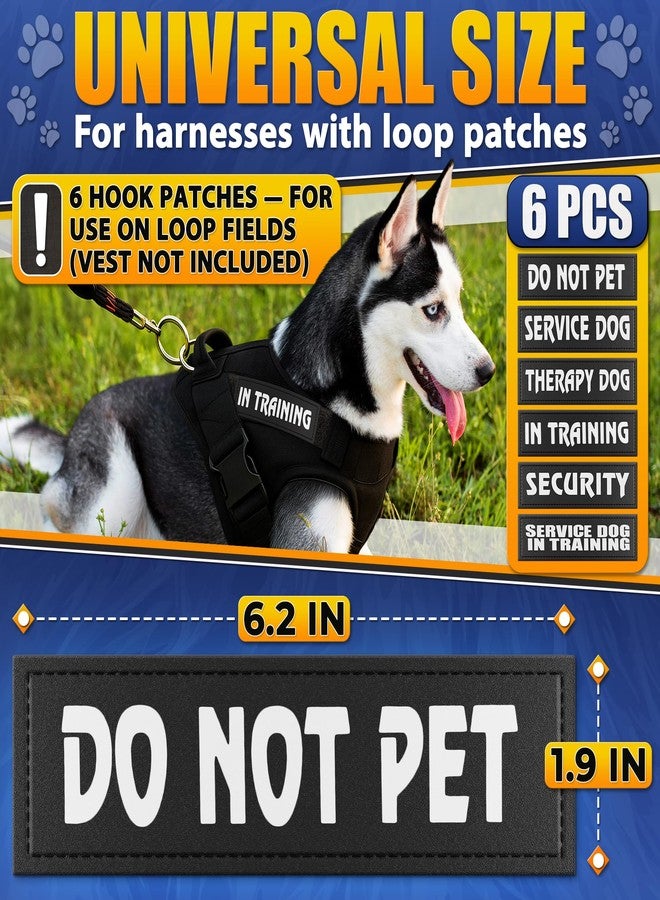 Tesorrio Reflective 6Pcs Service Dog Patches 6.2x1.9 - Do Not Pet Patch & in Training Service Dog Patch Set Large Size L, Secure Attachment with Hook & Loop Fasteners, Security & Therapy Animal Patches - Image 2