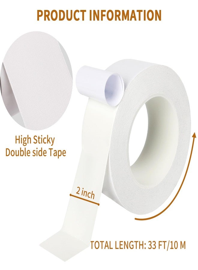 Kwtpsg White Double Sided Fabric Tape Heavy Duty, Multipurpose Carpet & Craft Adhesive Tape for Home, Office, DIY, and Decoration, 2Inch x 33FT - Image 2