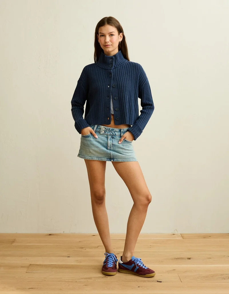 American Eagle  AE Button Up Mock Neck Cardigan Sweater for Women | Best Price UAE