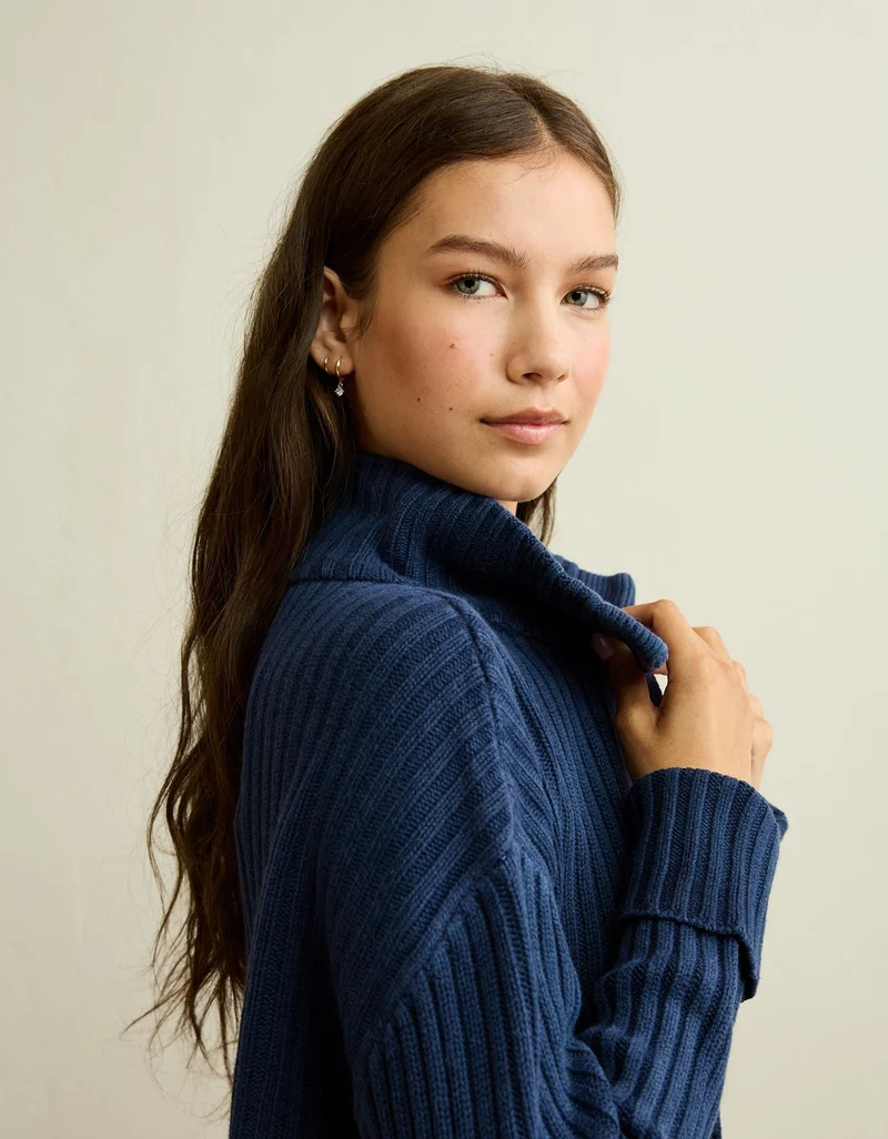 AE Button Up Mock Neck Cardigan Sweater