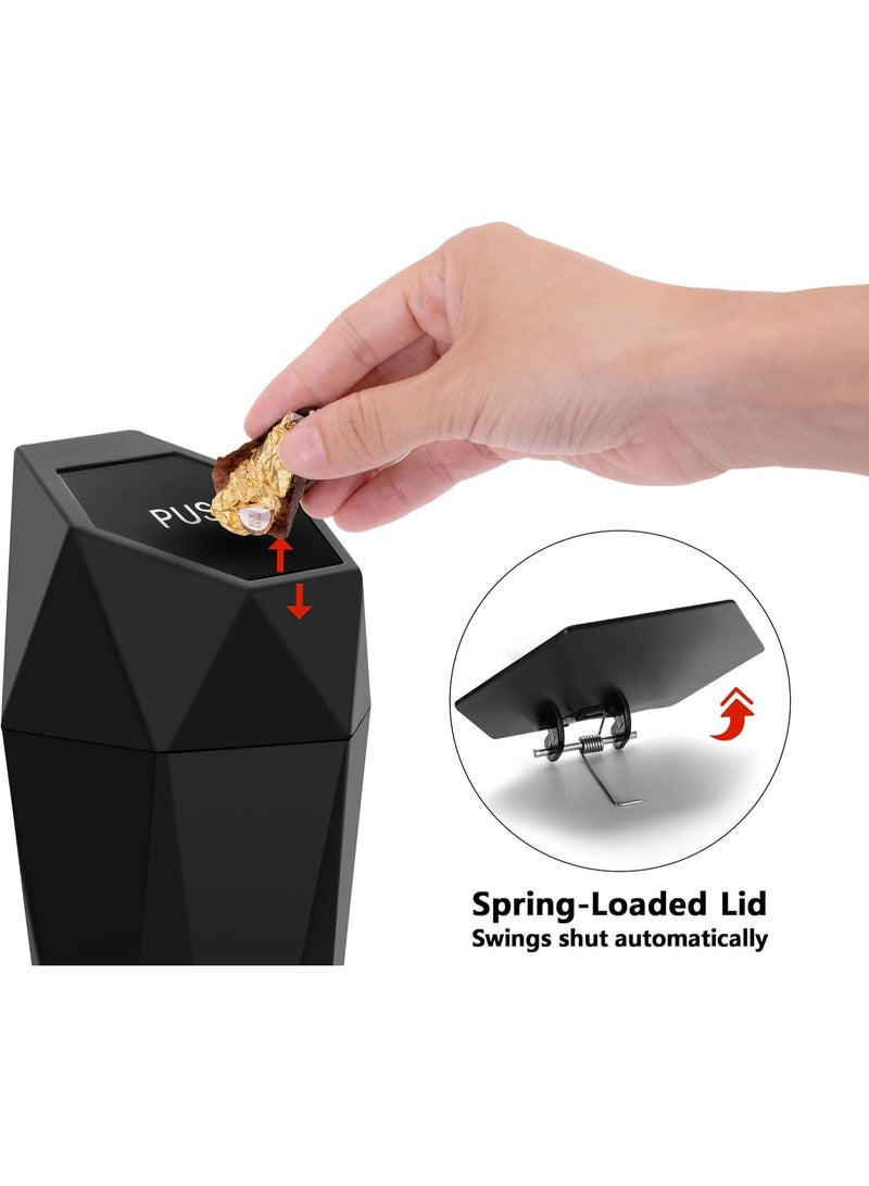 Ginsco Ginsco Car Trash Can Cup Holder, 2 Pack Mini Trash Can with Lid, Car Accessories for Interior, Leakproof Small Trash Cup for Home with Additional 2 ABS Hooks and 90pcs Trash Bags Black  - Image 2