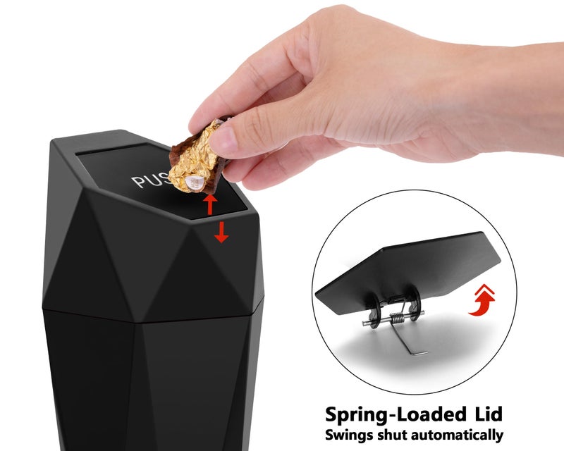 Ginsco Car Trash Can Cup Holder, 2 Pack Mini Trash Can with Lid, Car Accessories for Interior, Leakproof Small Trash Cup for Home with Additional 2 ABS Hooks and 90pcs Trash Bags Black - Image 3