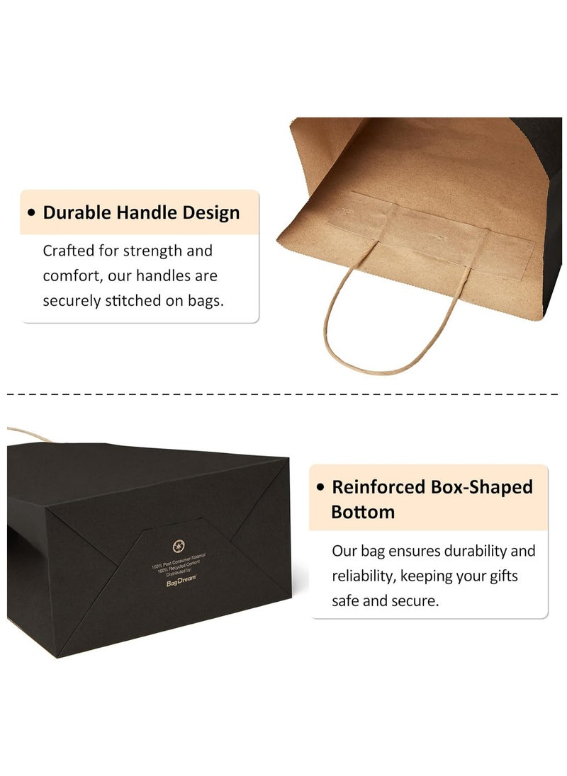 Hihonor Kraft Paper Bags 24Pcs, 5.25x3x8 Inches Small Paper Gift Bags Shopping Bags, Kraft Bags, Party Favor Bags, Black Gift Bags with Handles Bulk  - Image 2