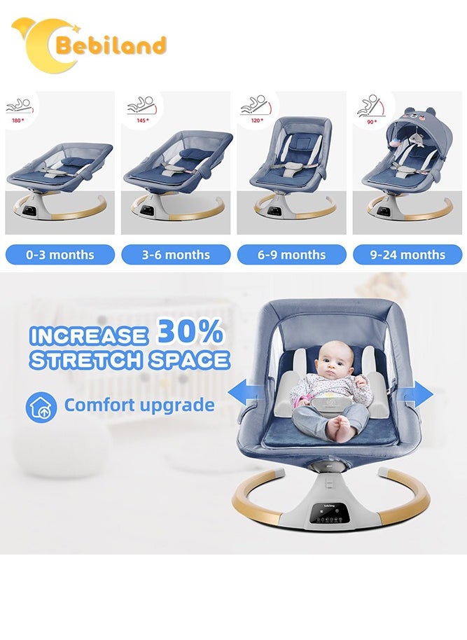 Bebiland Bear Shape Baby Swing with Detachable Dinner Plate, 3-in-1 Electric Rocking Chair with Remote Control, 4 Gears Sway Time, Bluetooth Support Baby Bouncer for 0-24 Months Toddler Infant (Dark Blue)  - Image 4