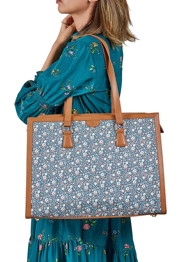 Chumbak  Teal by Chumbak Floral Beds Office Tote  | Best Price UAE