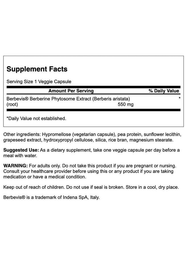Swanson Berberine Advanced Enhanced Absorption - Featuring Berbevis 550 mg 30 Veg Caps - Image 2