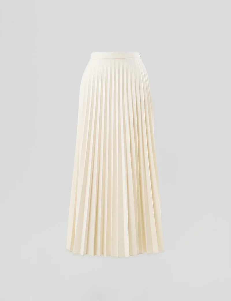 Kayra تنورة بليسيه بسحاب بلون عاجي