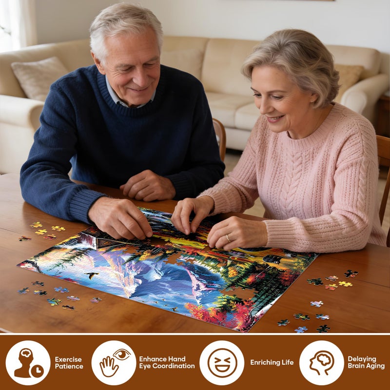 Jeacirio 500 Pieces Jigsaw Puzzles for Adults Puzzle Bear Mountain Nature Puzzle for Elderly, Recycled Paper Puzzle 500 Pieces, Challenging Puzzle Family Game Great Gift for Friends, 20.5 x 15 Inch - Image 4