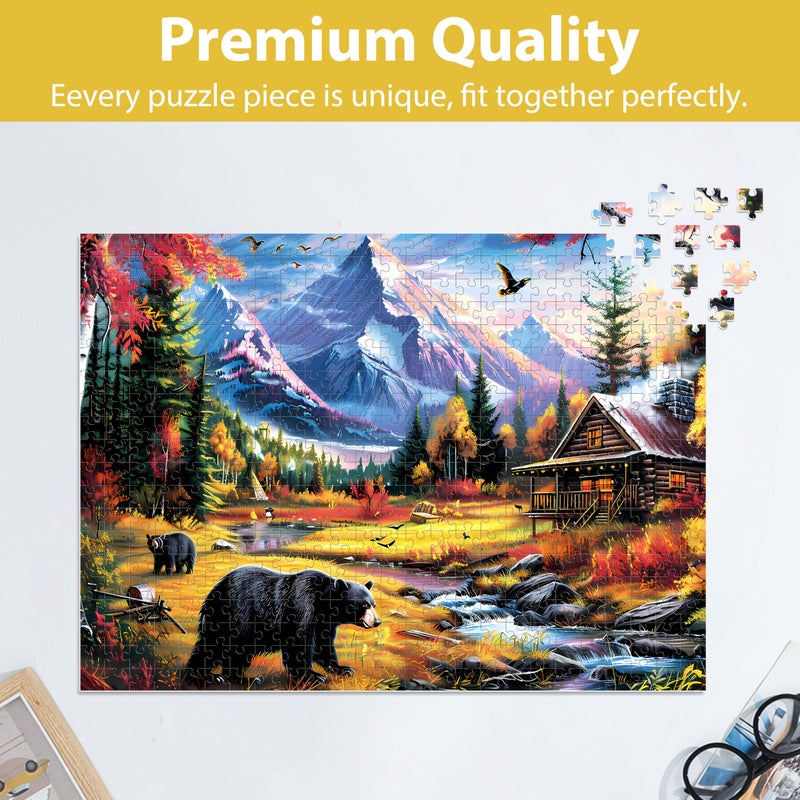 Jeacirio 500 Pieces Jigsaw Puzzles for Adults Puzzle Bear Mountain Nature Puzzle for Elderly, Recycled Paper Puzzle 500 Pieces, Challenging Puzzle Family Game Great Gift for Friends, 20.5 x 15 Inch - Image 5