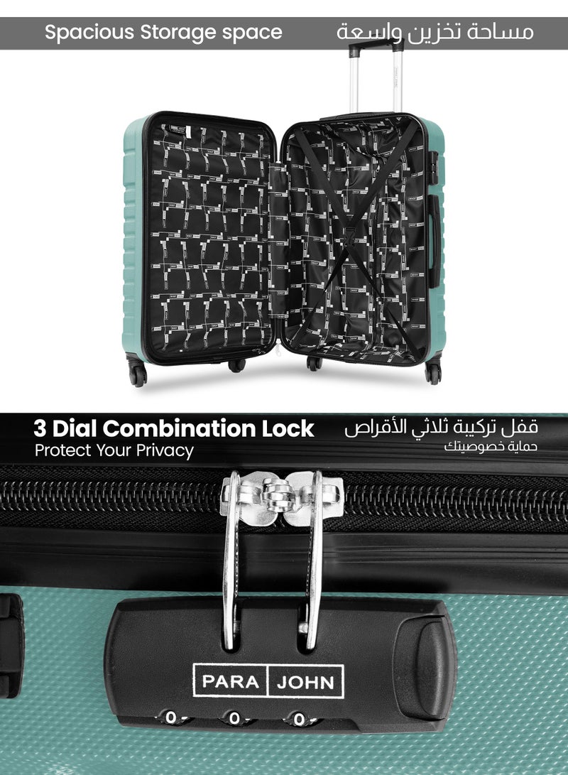 بارا جون طقم حقائب سفر  قطع | خفيفة الوزن صغيرة  كجم، متوسطة  كجم وكبيرة  كجم بعجلات  صلبة - أخضر - Image 4