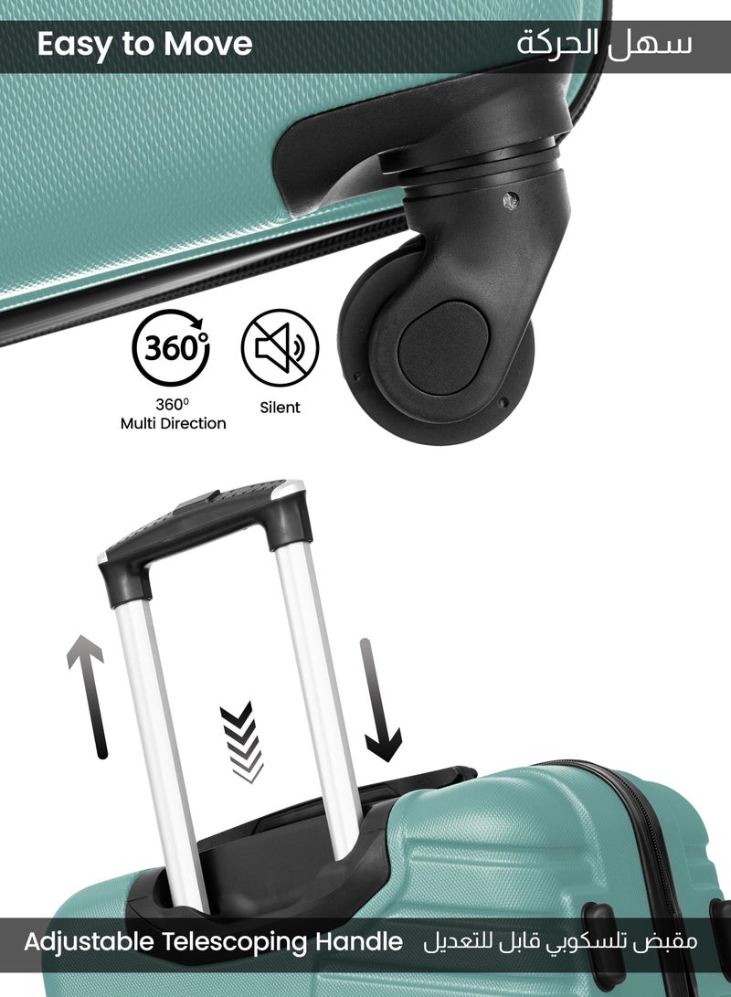 بارا جون طقم حقائب سفر  قطع | خفيفة الوزن صغيرة  كجم، متوسطة  كجم وكبيرة  كجم بعجلات  صلبة - أخضر - Image 3