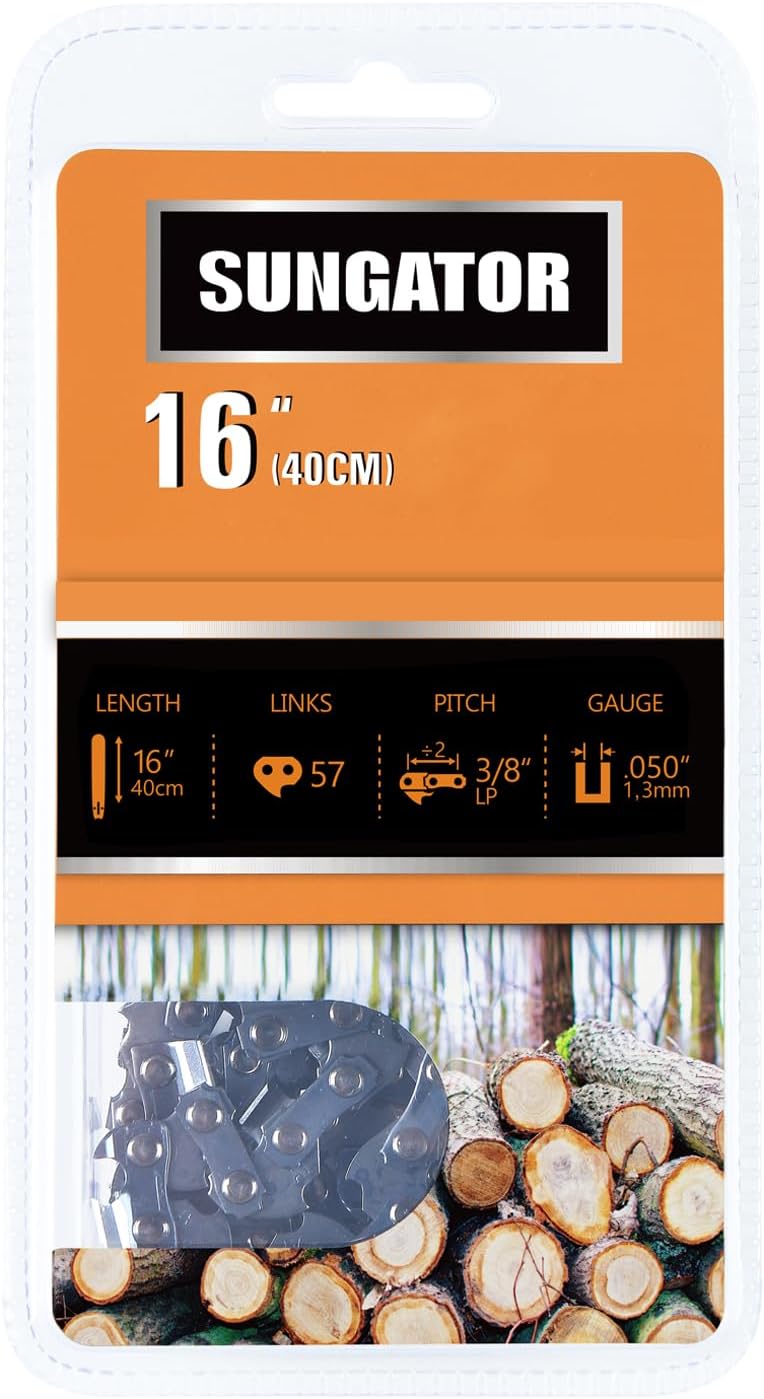 SUNGATOR 16-Inch Chainsaw Chain SG-S57, 3/8" LP Pitch - .050" Gauge - 57 Drive Links, Compatible with Echo, Shindaiwa, Worx, Echo - Image 1