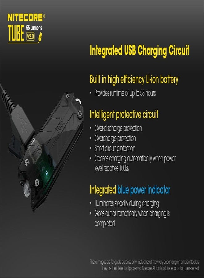 NITECORE TUBE V2.0 55 Lumen USB Rechargeable UltraLight Keychain Flashlight with LumenTac micro USB Charging Cable - Image 4