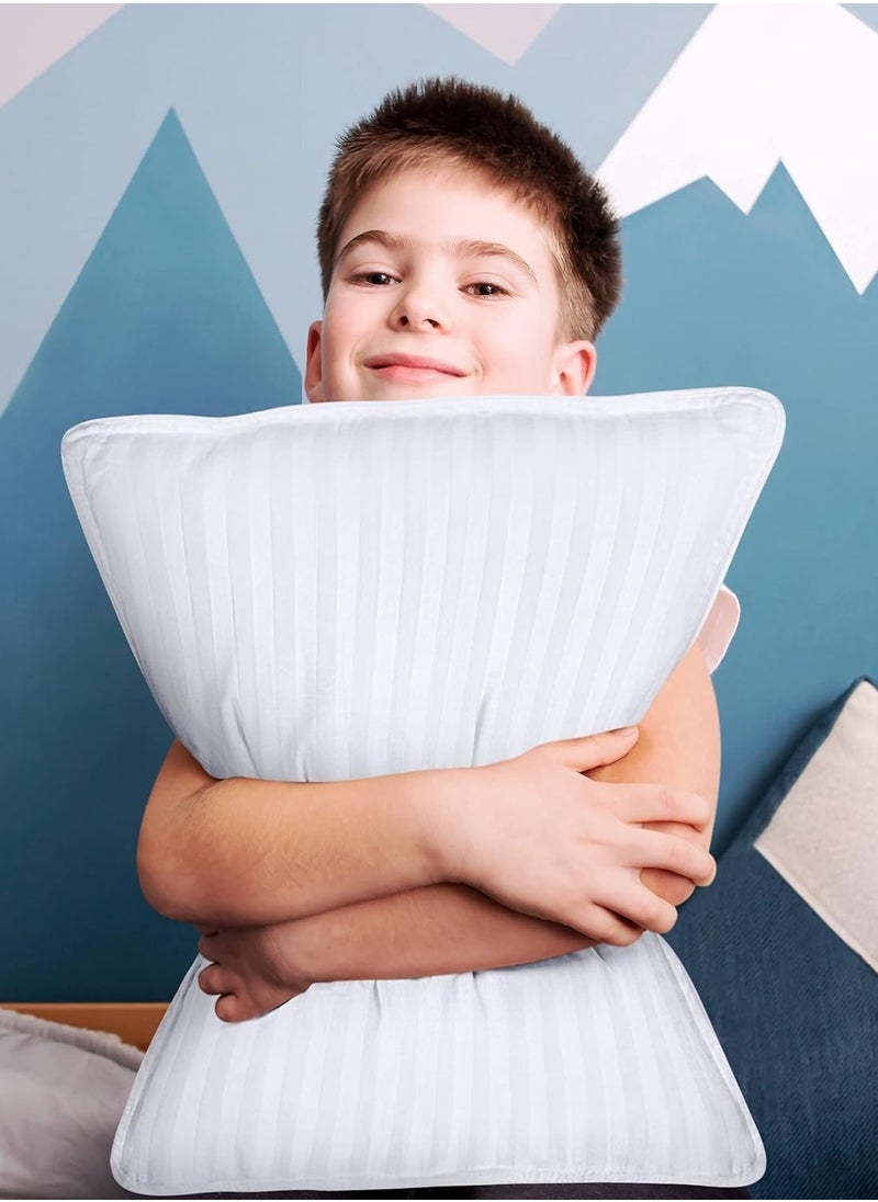 F.A.M.S - Baby Toddler Pillow 45 X 33 CM Quilted with 100% Cotton Pillowcase Soft & Breathable | Microfiber Filling, Perfect for Kids and Travel  Pack of 2, Striped White - Image 1