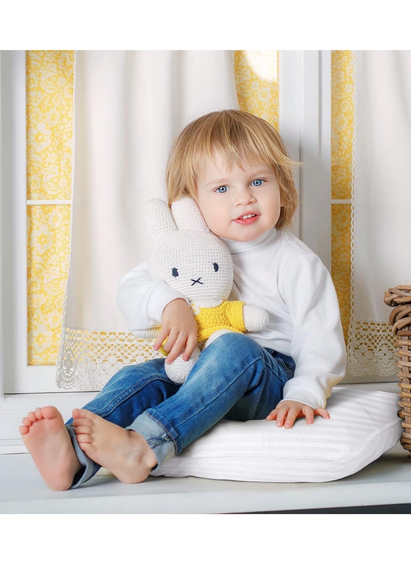 F.A.M.S - Baby Toddler Pillow 45 X 33 CM Quilted with 100% Cotton Pillowcase Soft & Breathable | Microfiber Filling, Perfect for Kids and Travel  Pack of 2, Striped White - Image 1