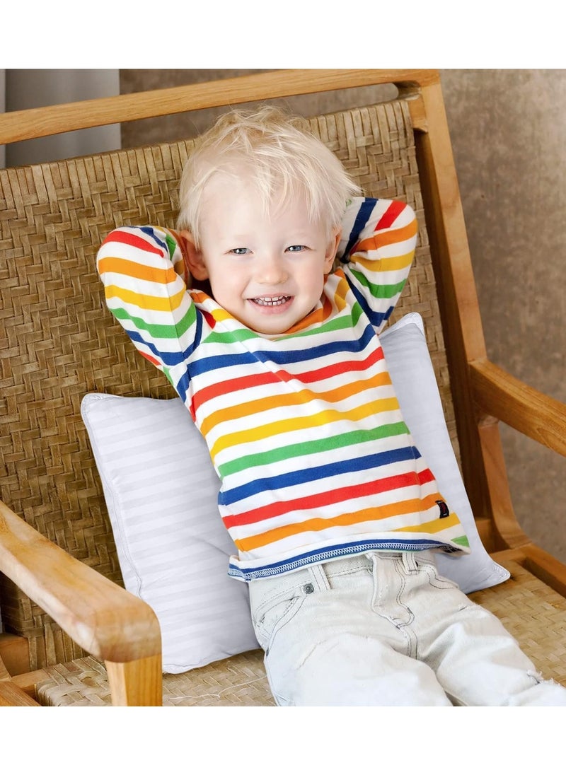 F.A.M.S - Baby Toddler Pillow 45 X 33 CM Quilted with 100% Cotton Pillowcase Soft & Breathable | Microfiber Filling, Perfect for Kids and Travel  Pack of 2, Striped White - Image 1