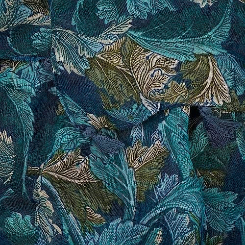 YOUR SMILE Large Boho Scarf for Women Lightweight Floral Printed Scarves Fall Winter Fashion Fringed Shawl wraps (20 Navy/White Flower) - Image 5