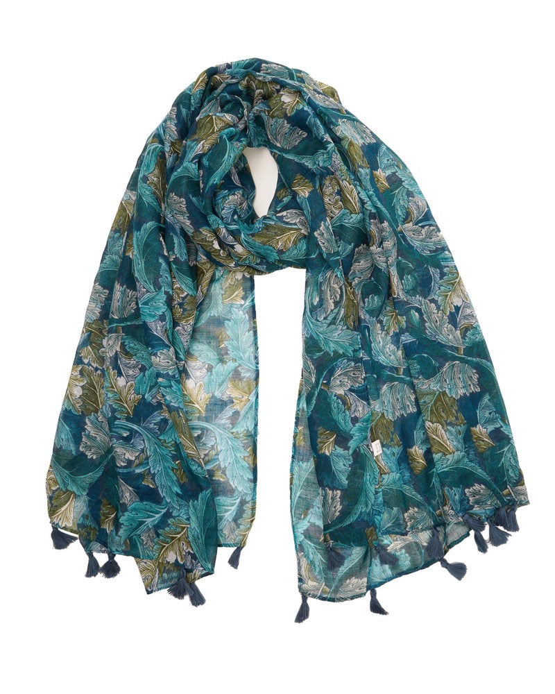 YOUR SMILE Large Boho Scarf for Women Lightweight Floral Printed Scarves Fall Winter Fashion Fringed Shawl wraps (20 Navy/White Flower) - Image 1