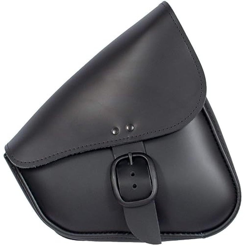Willie & Max Black Leather Motorcycle Swingarm Bag for Sportsters/Dual Shock Models - Matte Black Buckle - Made in USA by Willie and Max [PN:59906-00] - Image 1