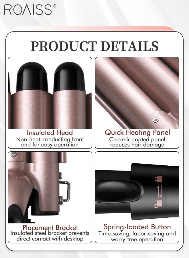roaiss 5-in-1 Replaceable Curling Iron, 360°Anti-winding Hair Curler, 4 Temps Temperature Adjustment, Fast Heating Ceramic Barrel Hair Curling Wand with Replaceable Curling Head for Medium or Large Curls Beach Waves Curling Curler - Image 5