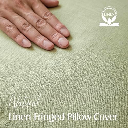 Foindtower Set of 2 Decorative Fringe Throw Pillow Covers Boho Farmhouse Cushion Cover with Tassels Soft Accent Pillowcase for Couch Sofa Bed Living Room Home Decor2020 InchLight Sage Green - Image 3