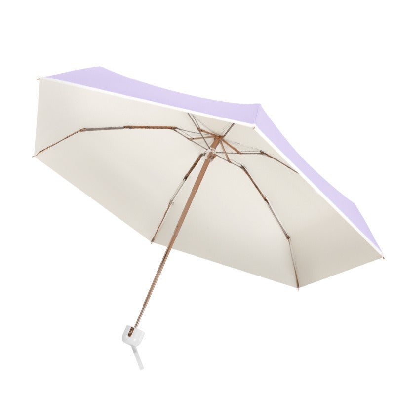 50% off six-bone sunscreen and UV protection parasol, small fresh chrome-plated handle color glue umbrella. - Image 3